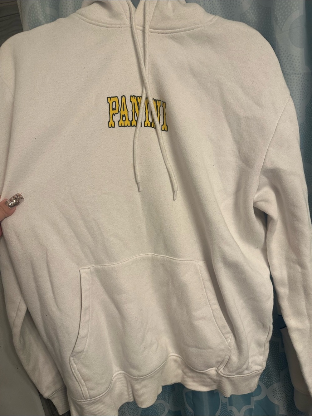 White Hooded Sweatshirt with Yellow Logo Lil Nas H&M- Small